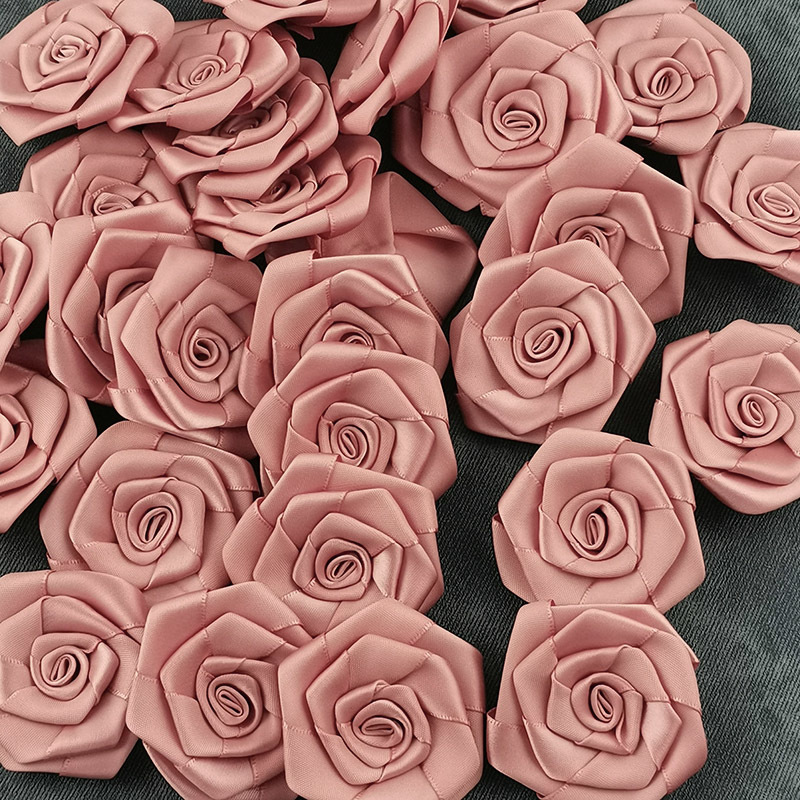 Pink Satin Ribbon Roses (30pcs) Pink Satin Ribbon Roses (30pcs)
