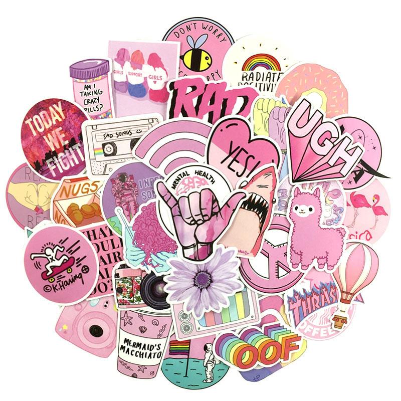 Pink Stickers Girly Cartoon Style (50pcs)