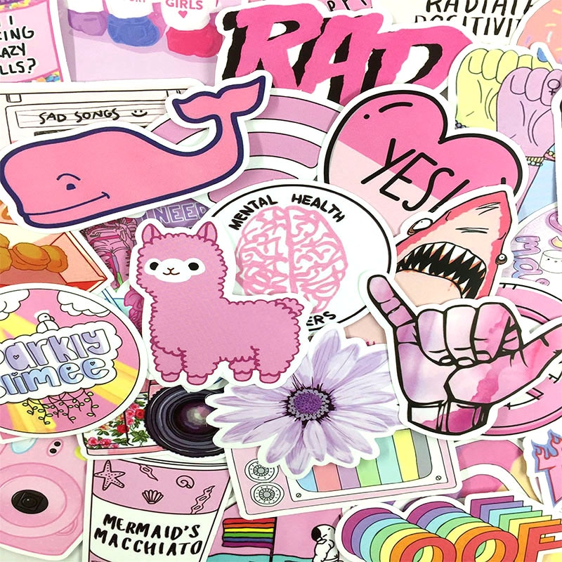 Pink Stickers Girly Cartoon Style (50pcs) Pink Stickers Girly Cartoon Style (50pcs)