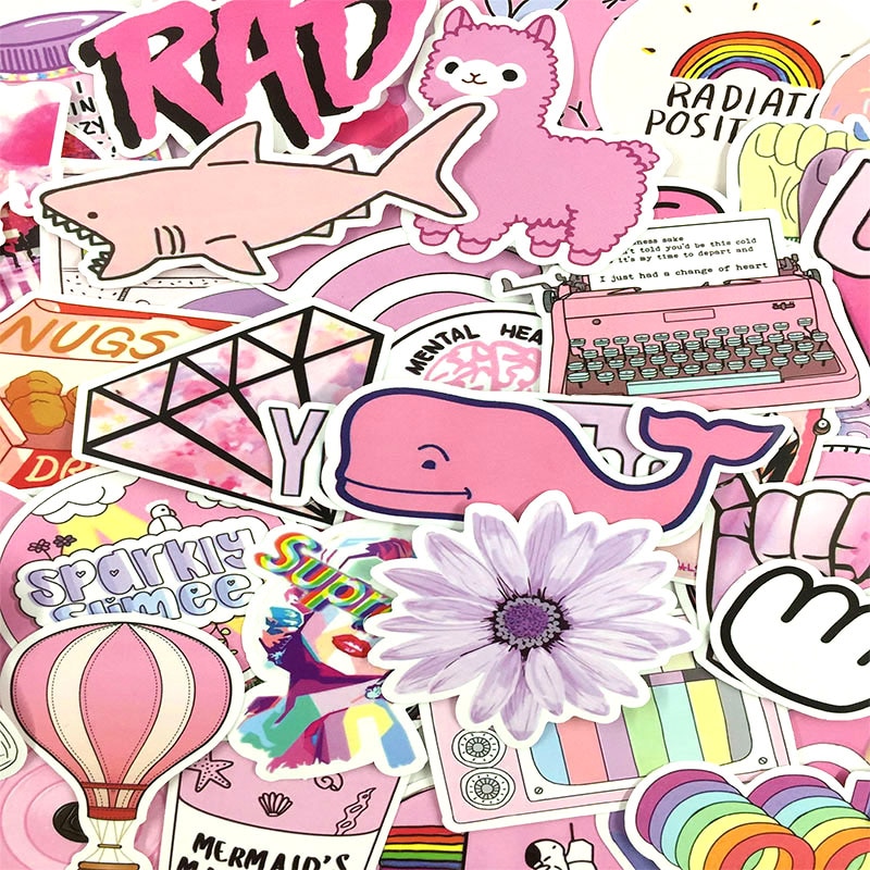 Pink Stickers Girly Cartoon Style (50pcs) Pink Stickers Girly Cartoon Style (50pcs)
