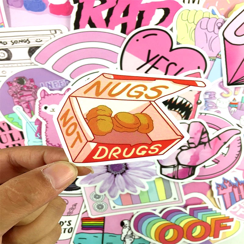 Pink Stickers Girly Cartoon Style (50pcs) Pink Stickers Girly Cartoon Style (50pcs)