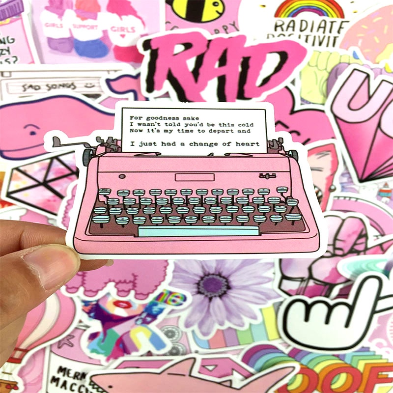 Pink Stickers Girly Cartoon Style (50pcs) Pink Stickers Girly Cartoon Style (50pcs)