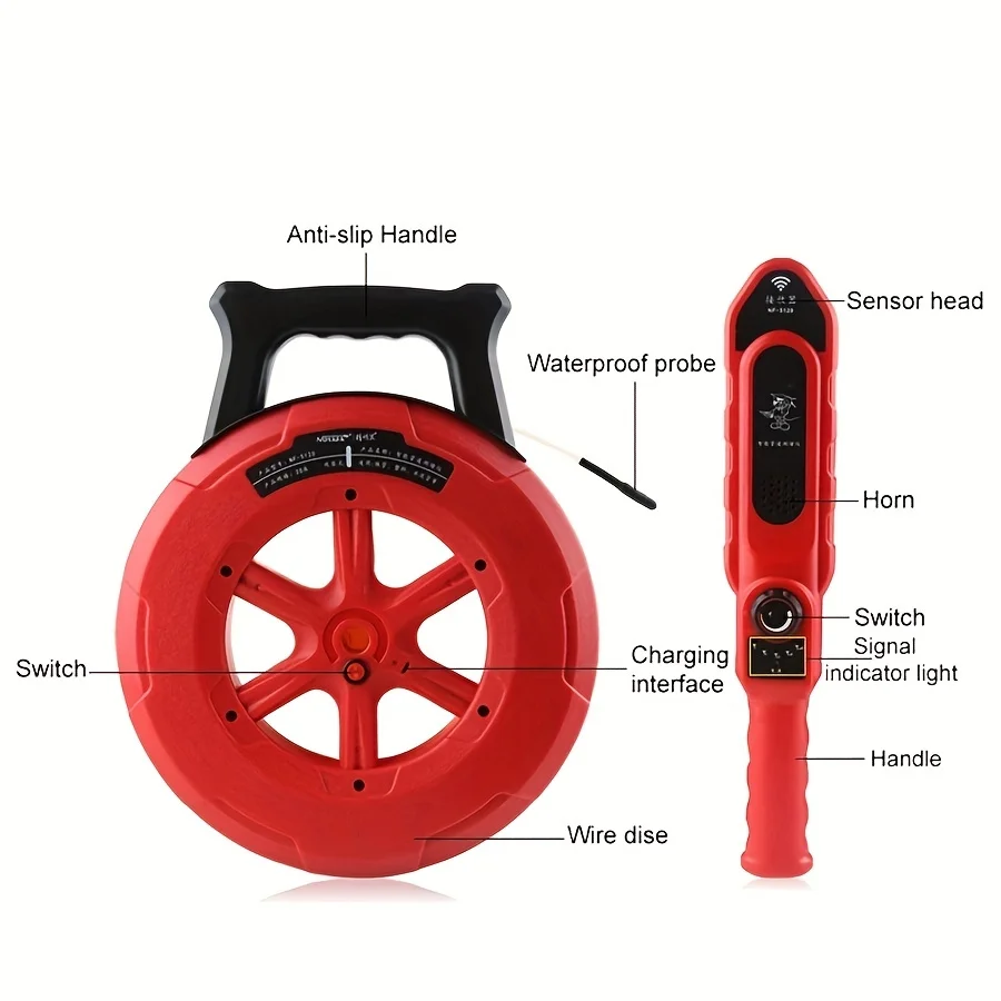 Pip Iron Pipe Blockage Detector 20M Line Diagnostic-tool Scanner Pipeline Blocking Clogging Plumbers Instrument Pip Iron Pipe Blockage Detector 20M Line Diagnostic-tool Scanner Pipeline Blocking Clogging Plumbers Instrument