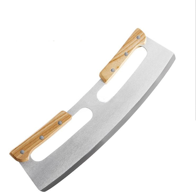 Pizza Rocker Cutter with Double Wood Handle