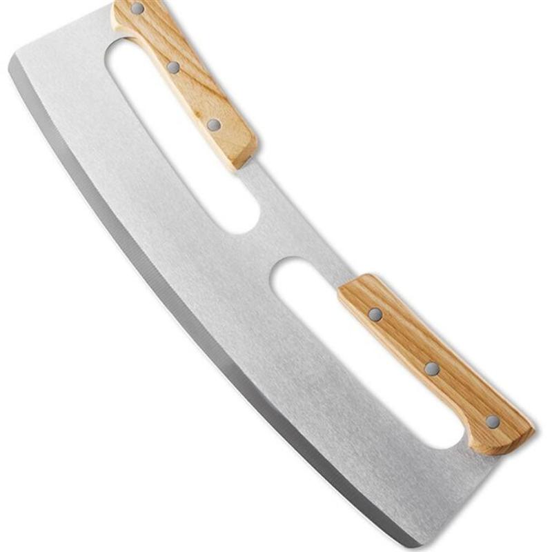 Pizza Rocker Cutter with Double Wood Handle