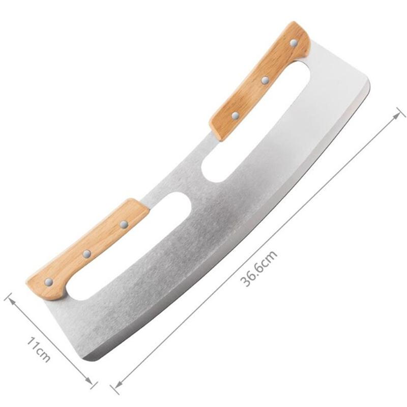 Pizza Rocker Cutter with Double Wood Handle