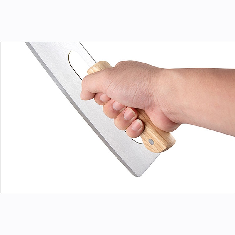 Pizza Rocker Cutter with Double Wood Handle