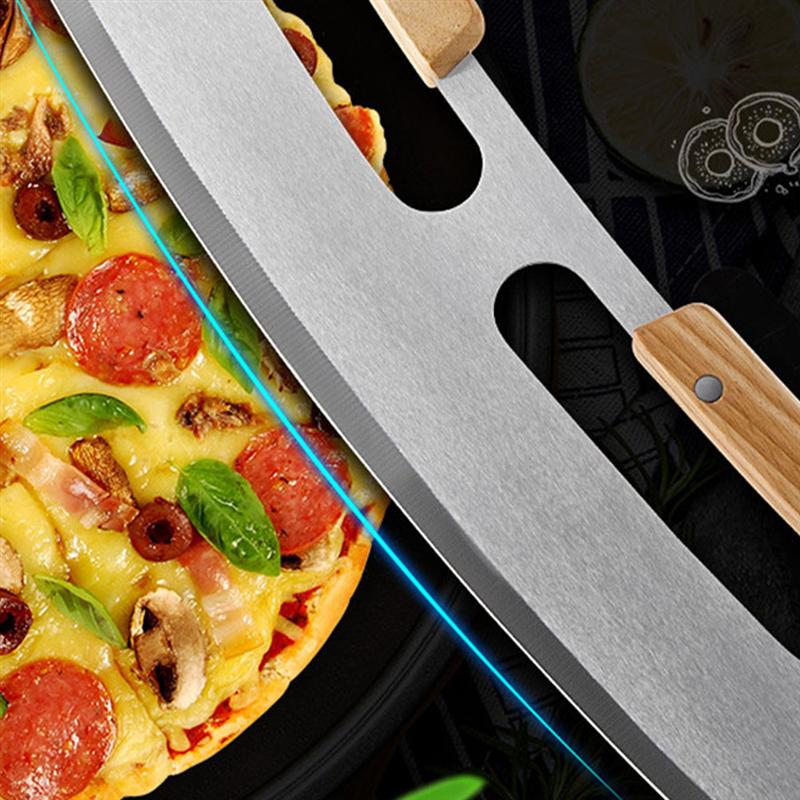 Pizza Rocker Cutter with Double Wood Handle