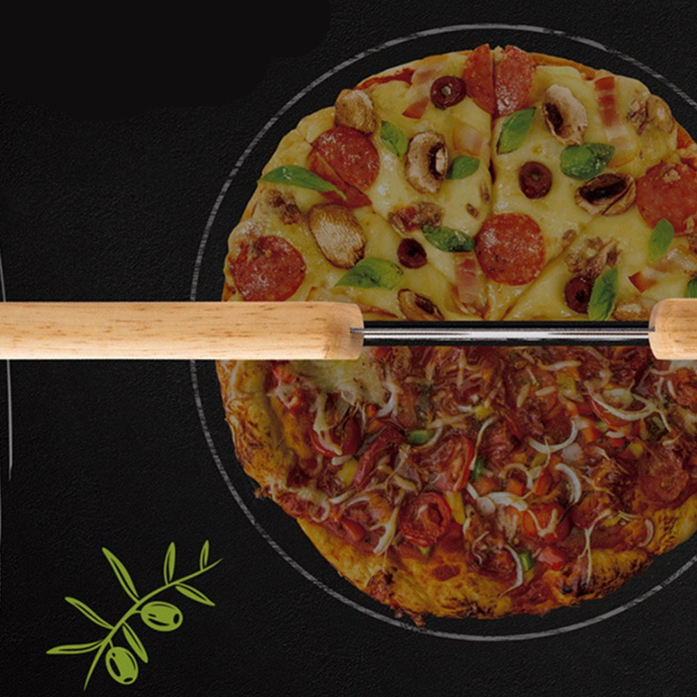 Pizza Rocker Cutter with Double Wood Handle