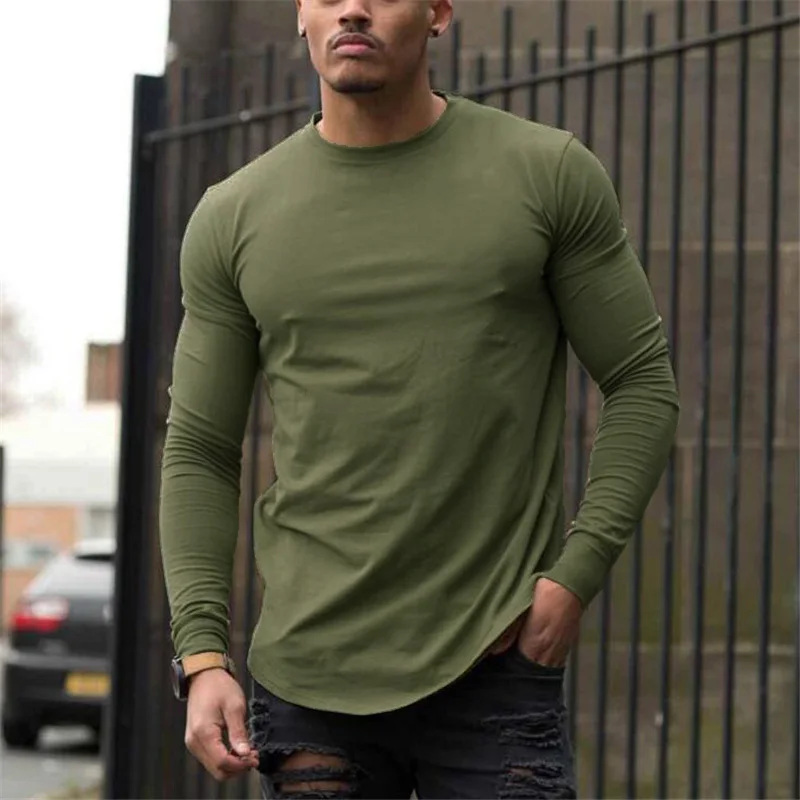 Plain Cotton Breathable Long Sleeve Clothing Gym Fitness Bodybuilding Sport T-shirts Mens Workout Casual Slim Fit Plain Cotton Breathable Long Sleeve Clothing Gym Fitness Bodybuilding Sport T-shirts Mens Workout Casual Slim Fit