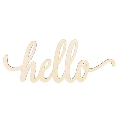 Plain Natural Wooden Hello Sign