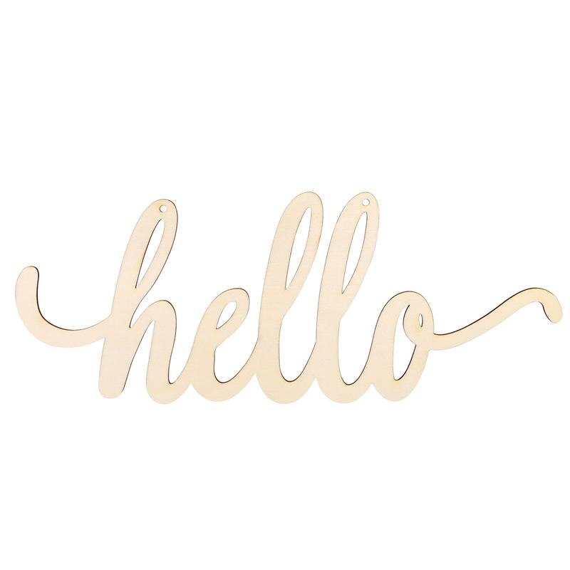 Plain Natural Wooden Hello Sign Plain Natural Wooden Hello Sign