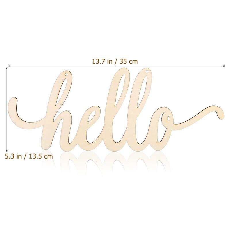Plain Natural Wooden Hello Sign