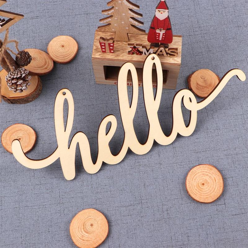 Plain Natural Wooden Hello Sign