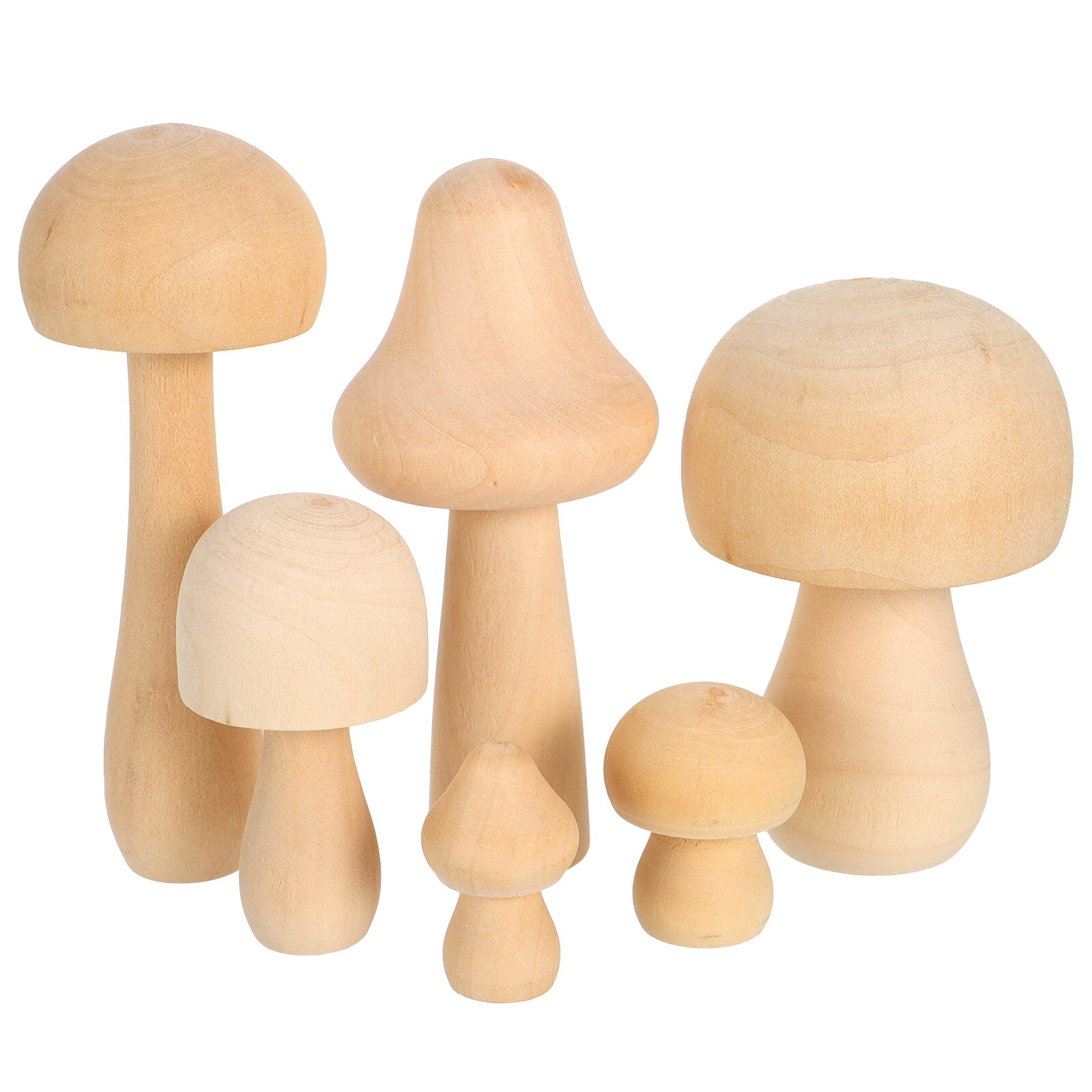 Plain Natural Wooden Mushrooms (6pcs)