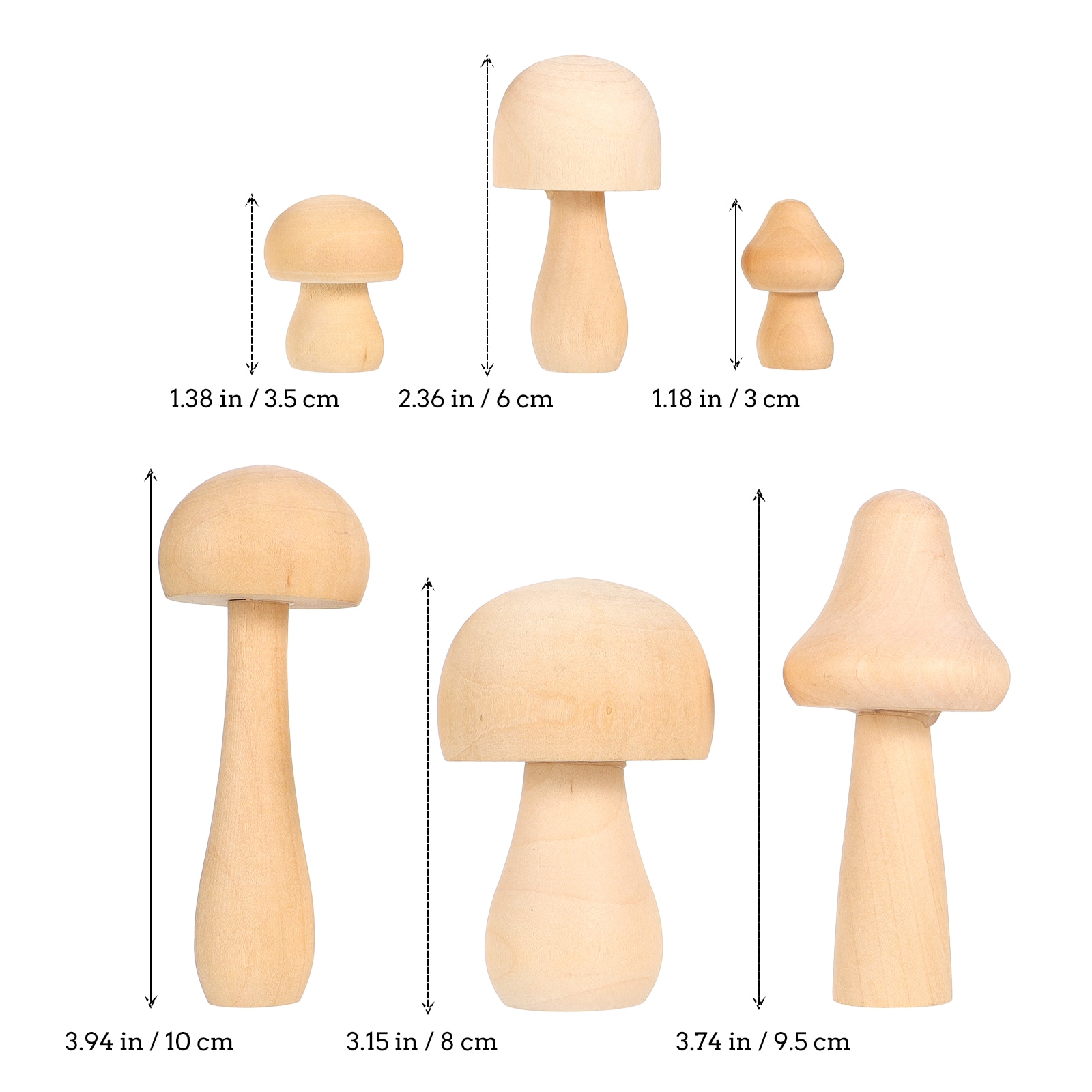Plain Natural Wooden Mushrooms (6pcs) Plain Natural Wooden Mushrooms (6pcs)