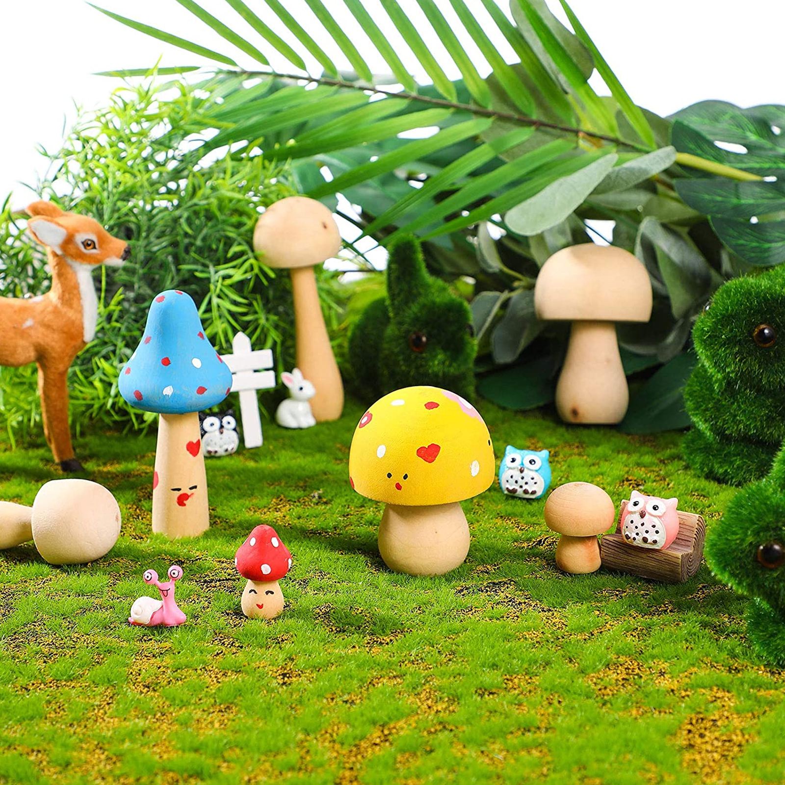 Plain Natural Wooden Mushrooms (6pcs) Plain Natural Wooden Mushrooms (6pcs)