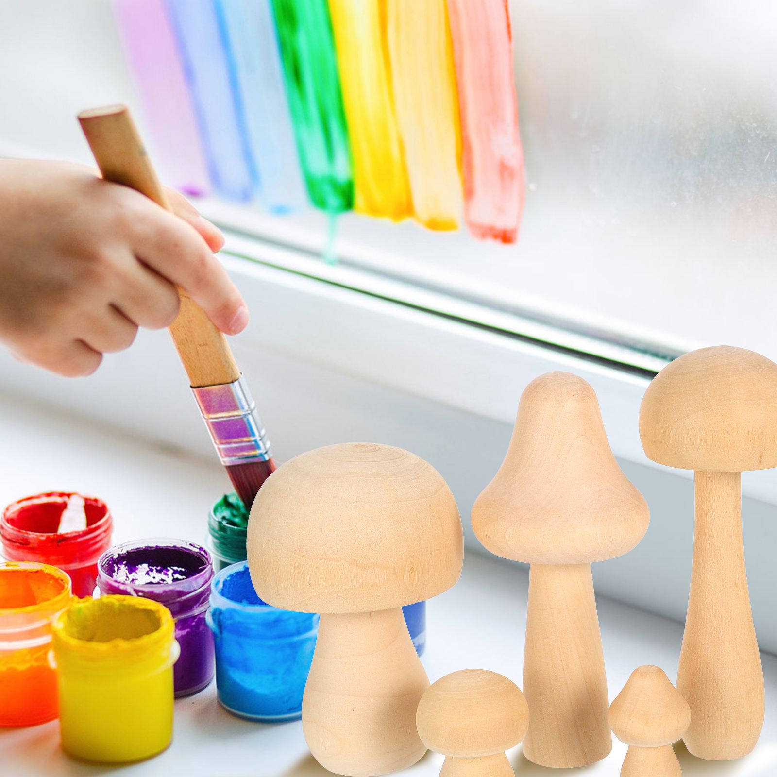 Plain Natural Wooden Mushrooms (6pcs) Plain Natural Wooden Mushrooms (6pcs)