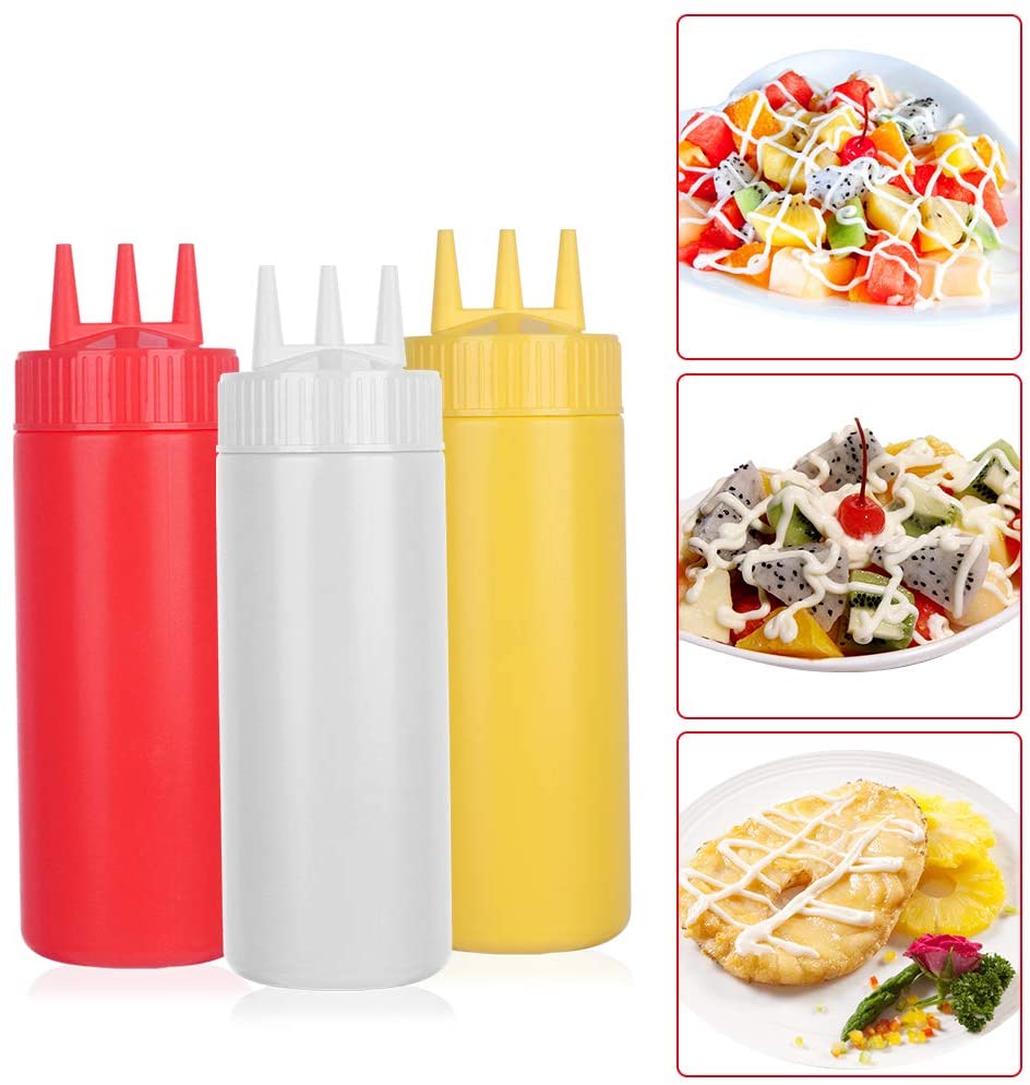 Plastic 3 Hole Squeeze Bottles (3pcs)