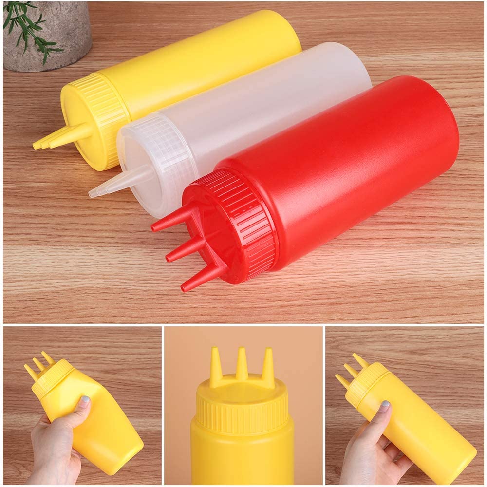Plastic 3 Hole Squeeze Bottles (3pcs)