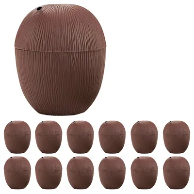 Plastic Coconut Cups with Straws (12pc)