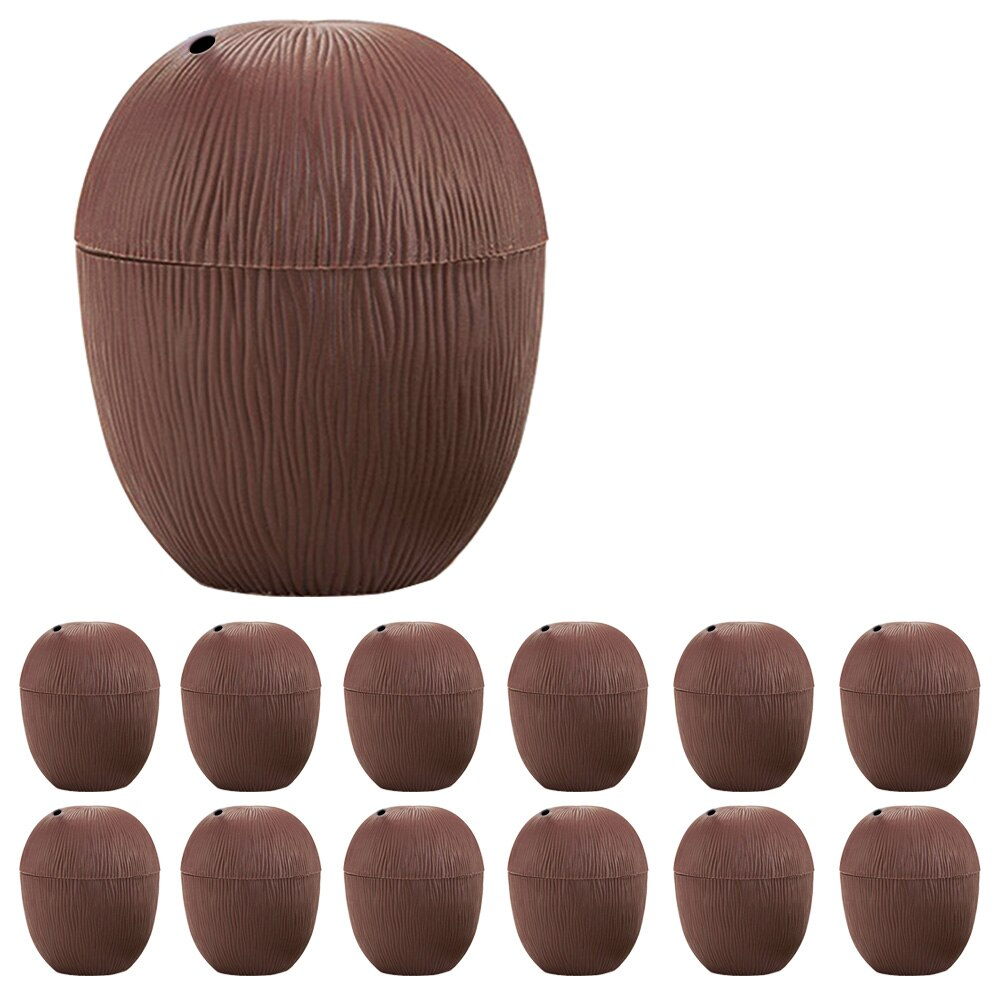 Plastic Coconut Cups with Straws (12pc) Plastic Coconut Cups with Straws (12pc)