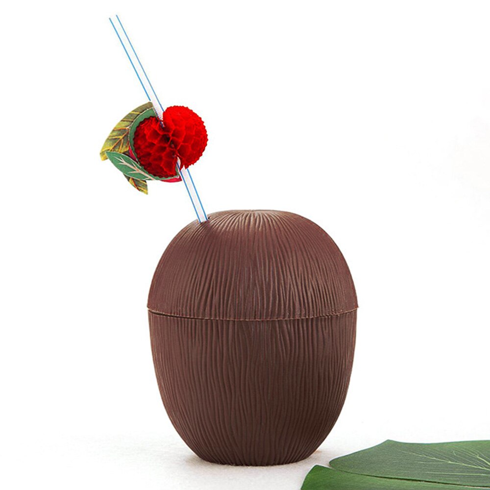 Plastic Coconut Cups with Straws (12pc)