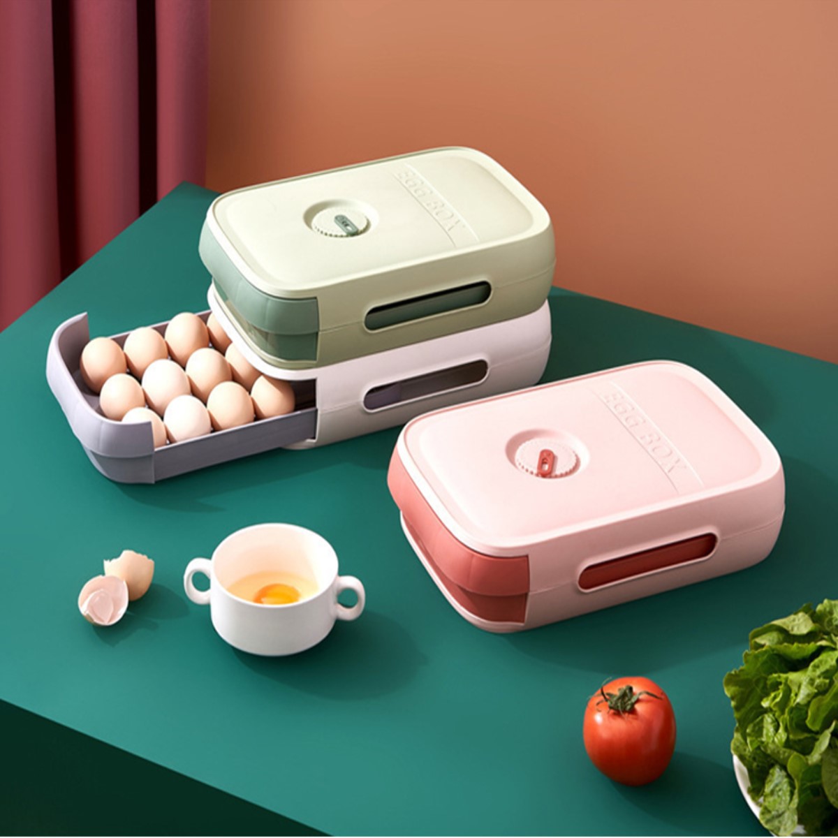 Plastic Egg Holder Storage Drawer