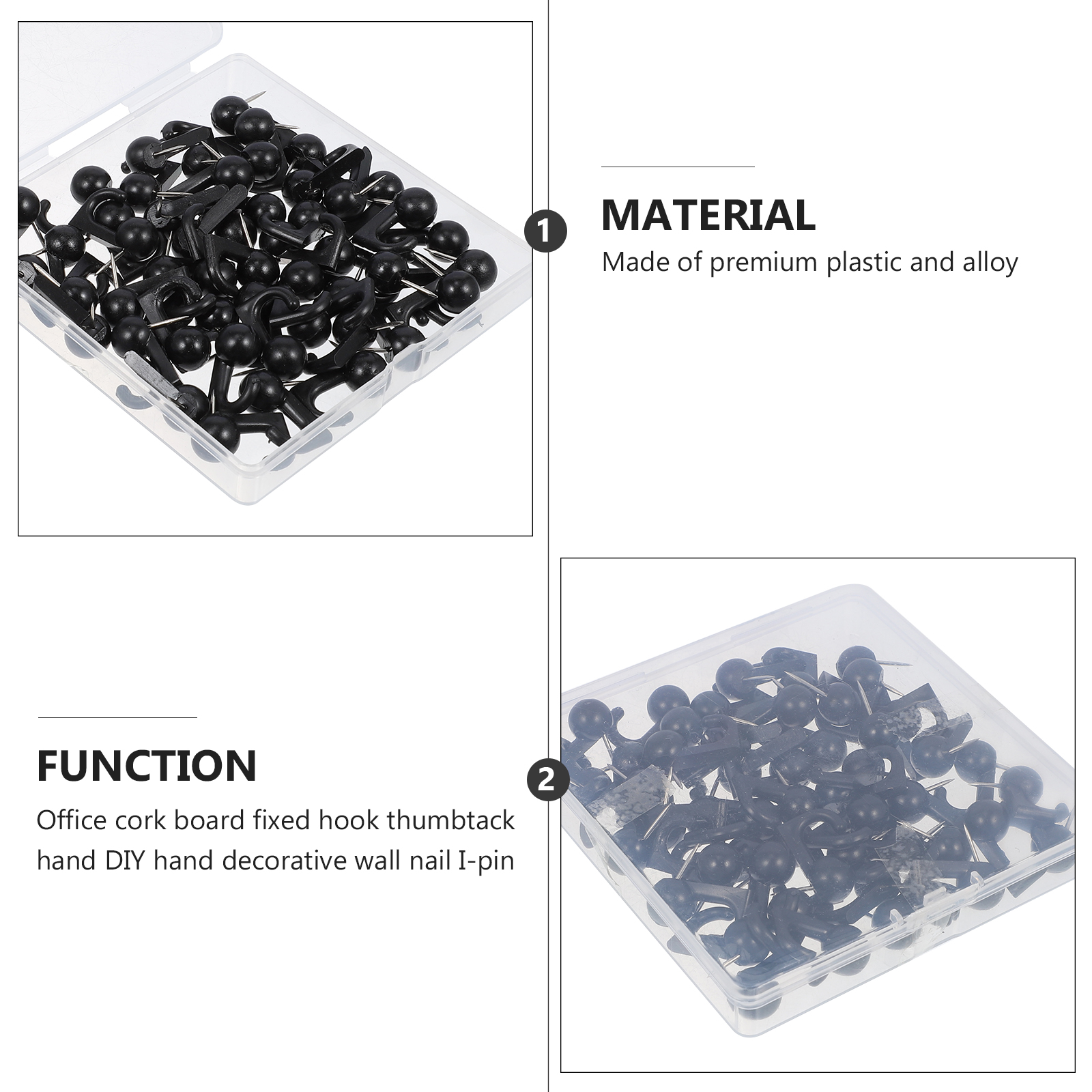 Plastic Push Pin Hooks (50pcs)