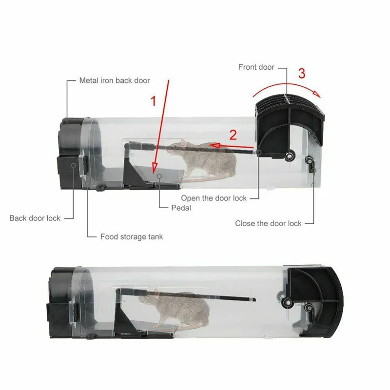 Plastic Rat Trap Catching Mice Alive In A Cage Multi Type Pedal Type Reusable Mouse Catcher Indoor Outdoor Rat Trap