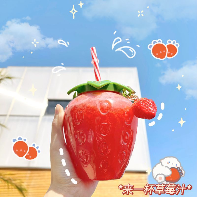 Plastic Strawberry Cup with Straw Plastic Strawberry Cup with Straw