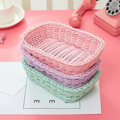 Plastic Woven Basket Home Storage