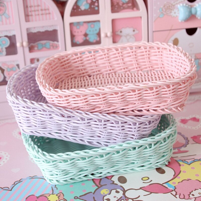 Plastic Woven Basket Home Storage