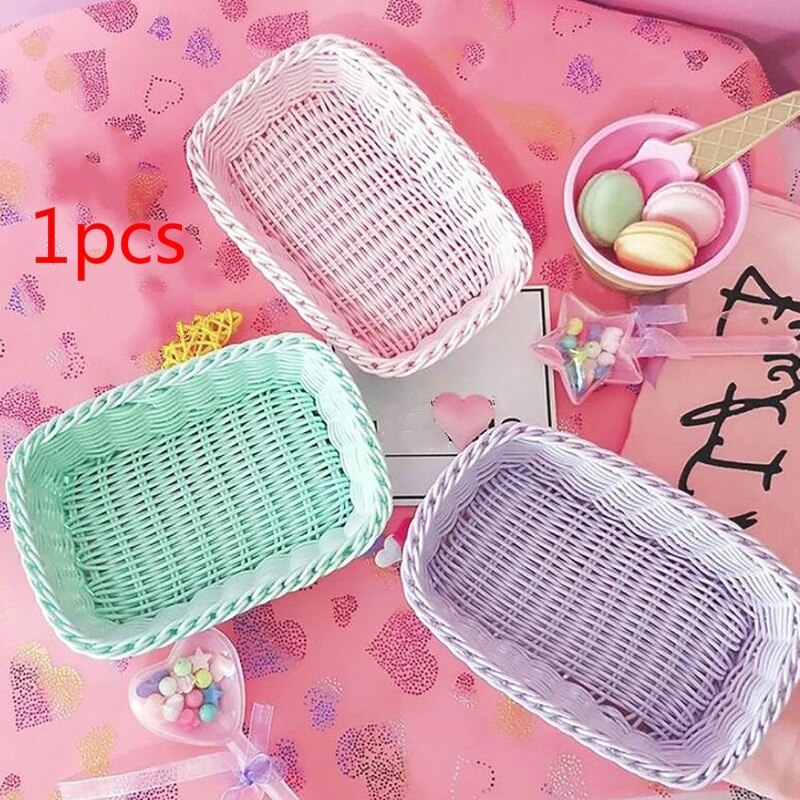 Plastic Woven Basket Home Storage