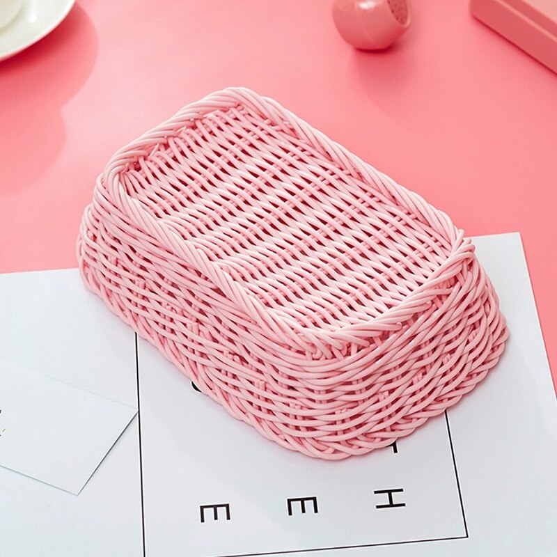 Plastic Woven Basket Home Storage