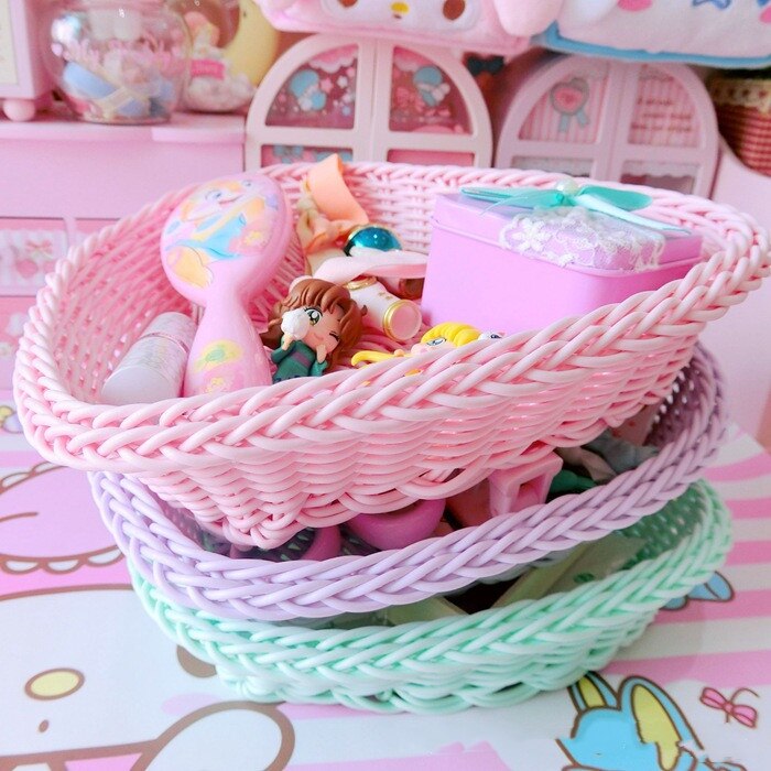 Plastic Woven Basket Home Storage
