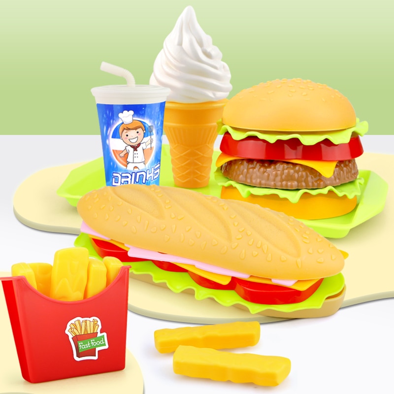 Play Food Sets Burger Fries Toys