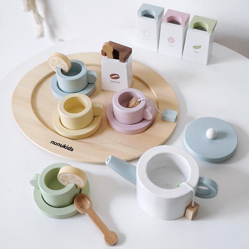 Play Pretend Wooden Tea Set Toy