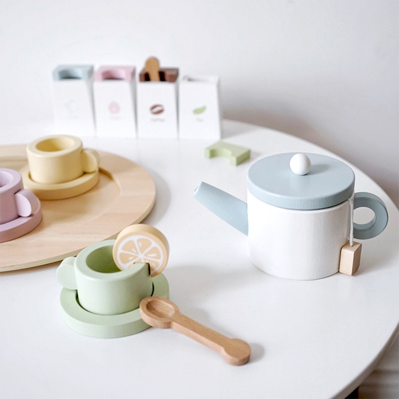 Play Pretend Wooden Tea Set Toy