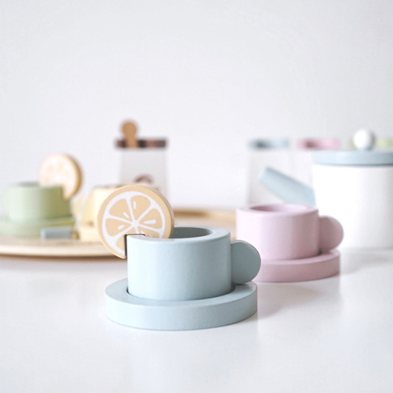 Play Pretend Wooden Tea Set Toy