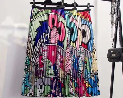Pleated Maxi Skirt Sesame Street Print Pleated Maxi Skirt Sesame Street Print