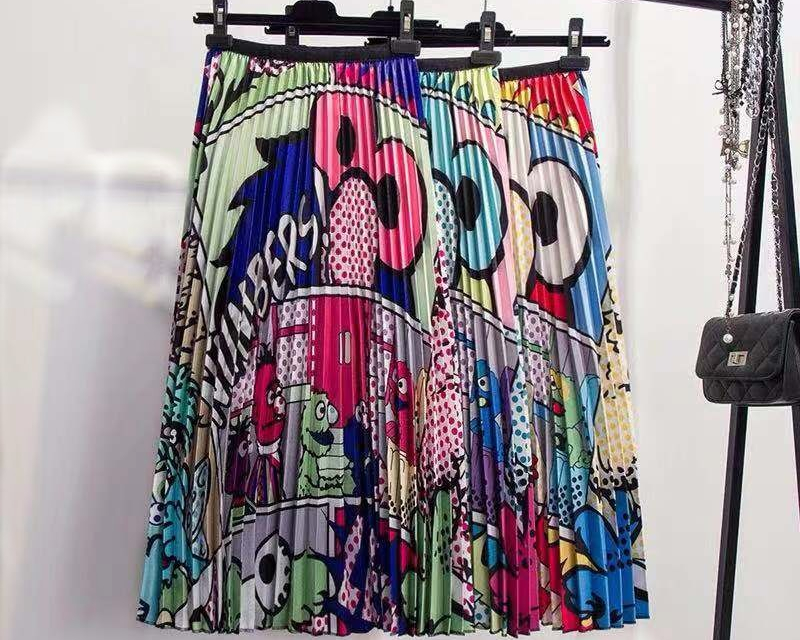Pleated Maxi Skirt Sesame Street Print Pleated Maxi Skirt Sesame Street Print