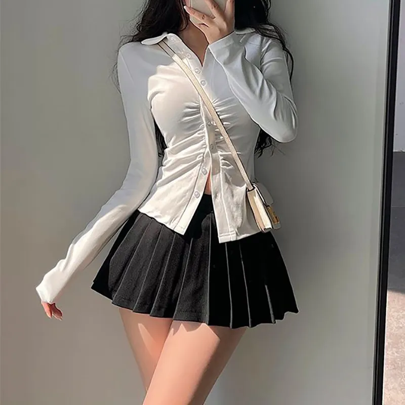 Pleated Skirt with Shorts Women Sexy High Waist White Black A-line Korean Gyaru Mini Tennis Skirt School Girl Summer Pleated Skirt with Shorts Women Sexy High Waist White Black A-line Korean Gyaru Mini Tennis Skirt School Girl Summer