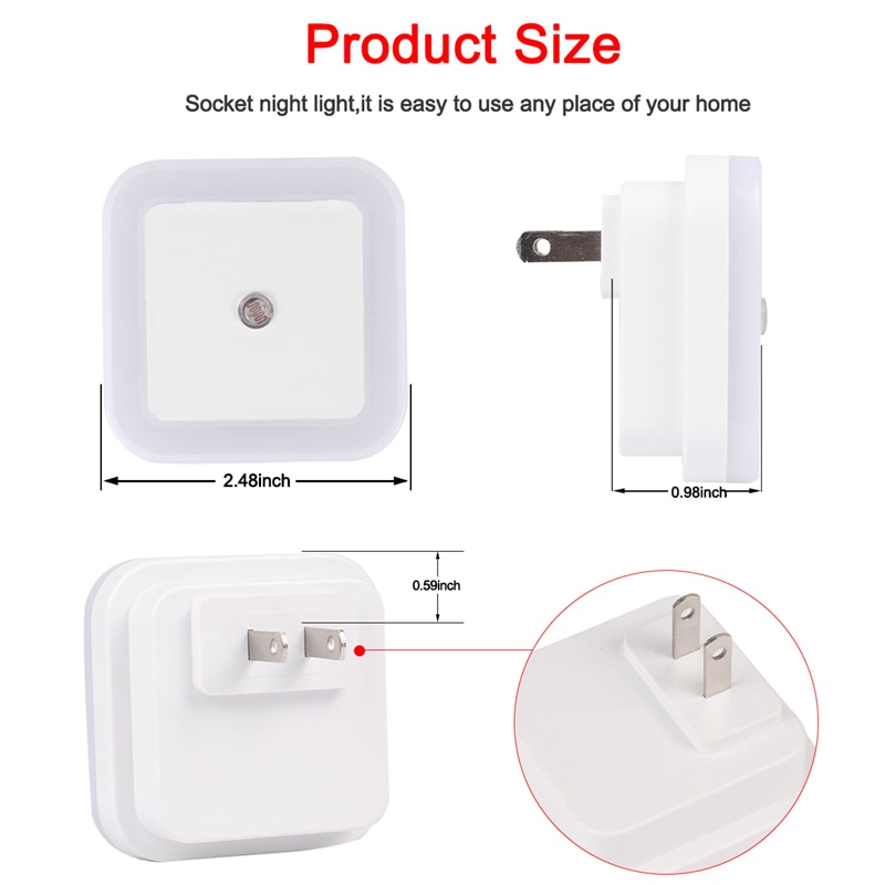 Plug Night Light Sensor LED
