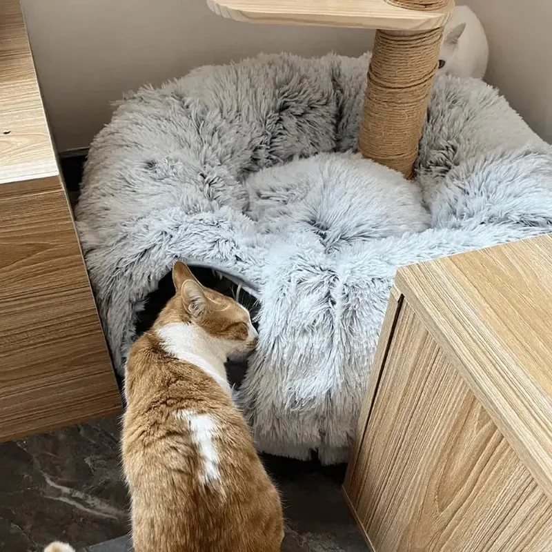 Plush Cat Bed with Tunnel for Indoor Cats Multifunctional Cat Tunnel Bed with Peephole Fluffy Donut Cat Bed with Tunnel Plush Cat Bed with Tunnel for Indoor Cats Multifunctional Cat Tunnel Bed with Peephole Fluffy Donut Cat Bed with Tunnel