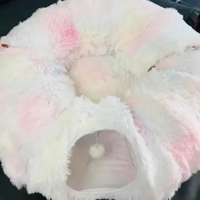 Plush Cat Bed with Tunnel for Indoor Cats Multifunctional Cat Tunnel Bed with Peephole Fluffy Donut Cat Bed with Tunnel Plush Cat Bed with Tunnel for Indoor Cats Multifunctional Cat Tunnel Bed with Peephole Fluffy Donut Cat Bed with Tunnel