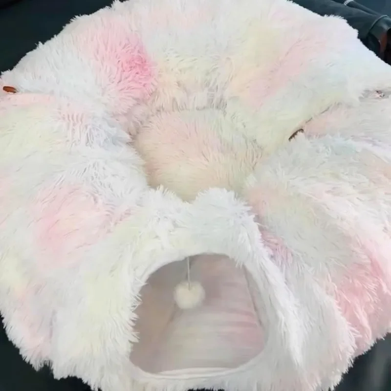 Plush Cat Bed with Tunnel for Indoor Cats Multifunctional Cat Tunnel Bed with Peephole Fluffy Donut Cat Bed with Tunnel Plush Cat Bed with Tunnel for Indoor Cats Multifunctional Cat Tunnel Bed with Peephole Fluffy Donut Cat Bed with Tunnel