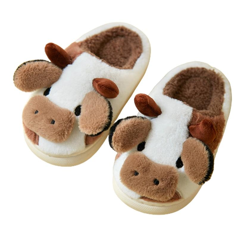 Plush Cow Slippers for Adults