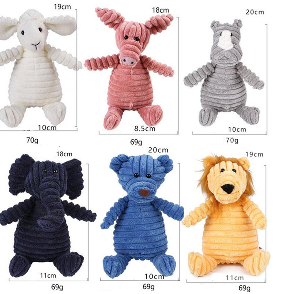 Plush Dog Toy Animals Shape Bite Resistant Squeaky Toys Corduroy Dog Toys for Small Large Dogs Puppy Pets Training