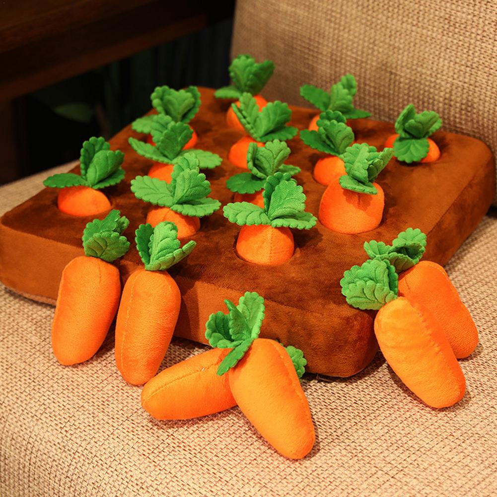 Plush Pull Out Dog Carrot Toy